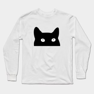 Peeking Black Cat Long Sleeve T-Shirt